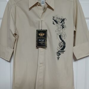 El General Men's Cream Shirt with Artistic Design